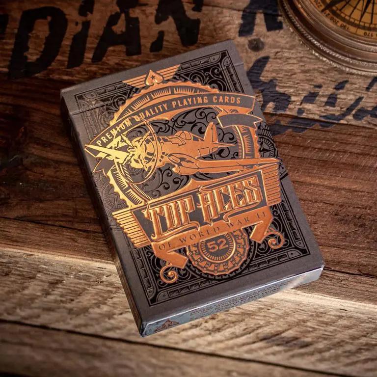 Top Aces World War II cards in a stylish deck with intricate design and premium quality packaging