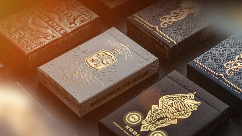 Elegant luxury playing cards for collectors featuring premium gold foil designs and intricate patterns