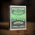 Apollo Green Limited playing cards in a classic box design by Black Ink Branded