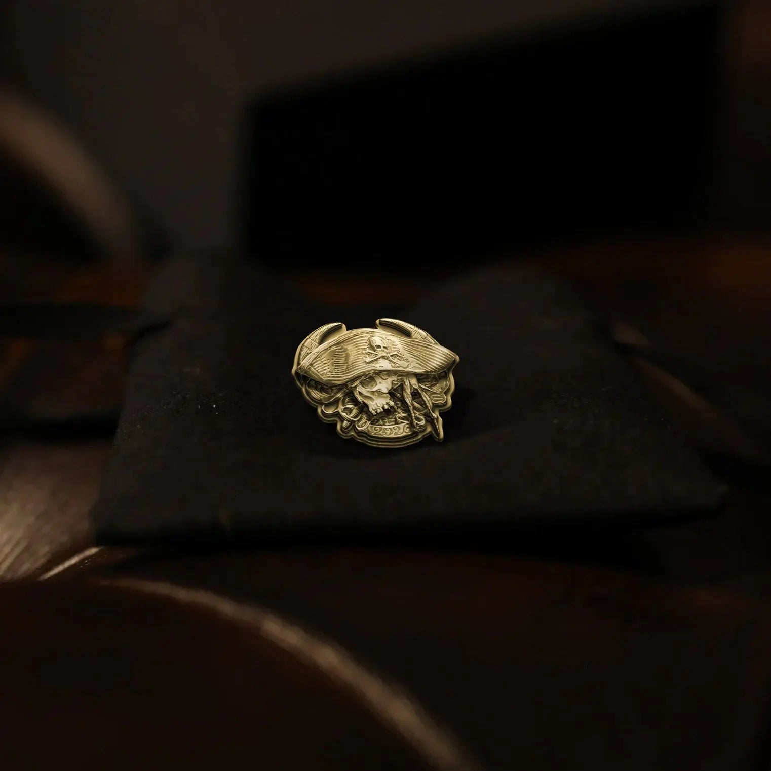 Blood and Brine pirate skull trading pin