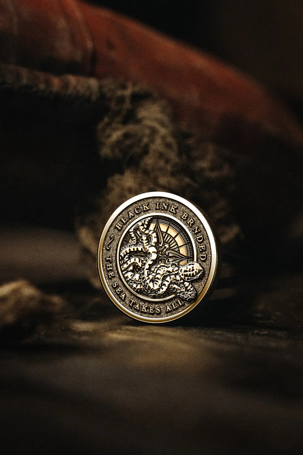 Blood and Brine dealer coin kraken side portrait view