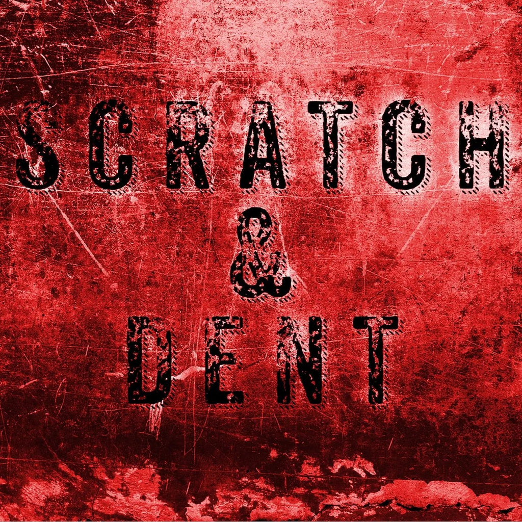 Red textured background with 'Scratch & Dent' text