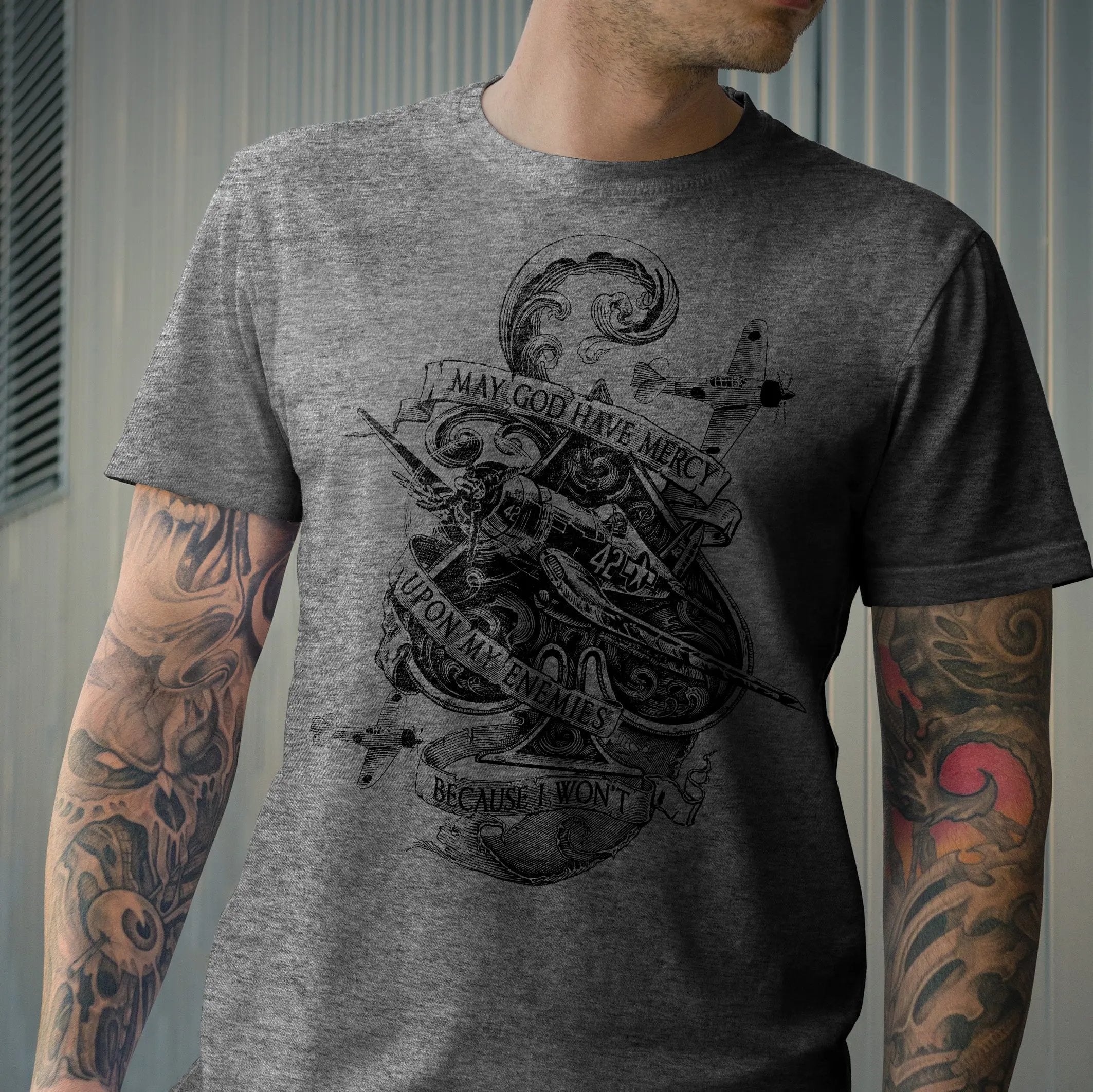 Top Aces of WWII AOS T-Shirt Black Ink Branded