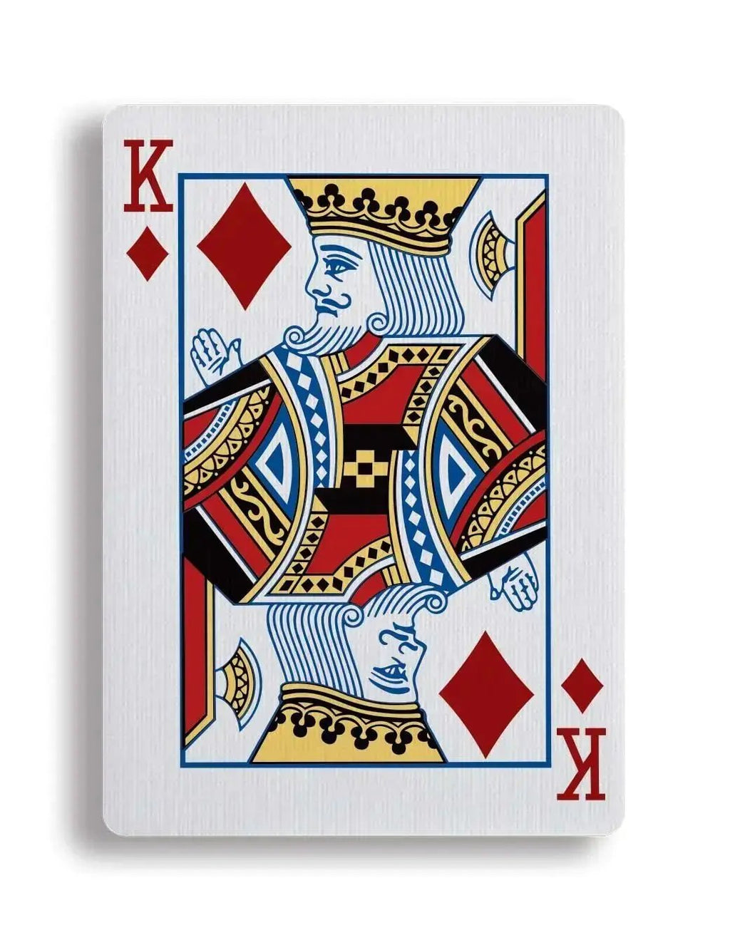 Apollo Blue playing cards featuring a vibrant King of Diamonds design with detailed artwork