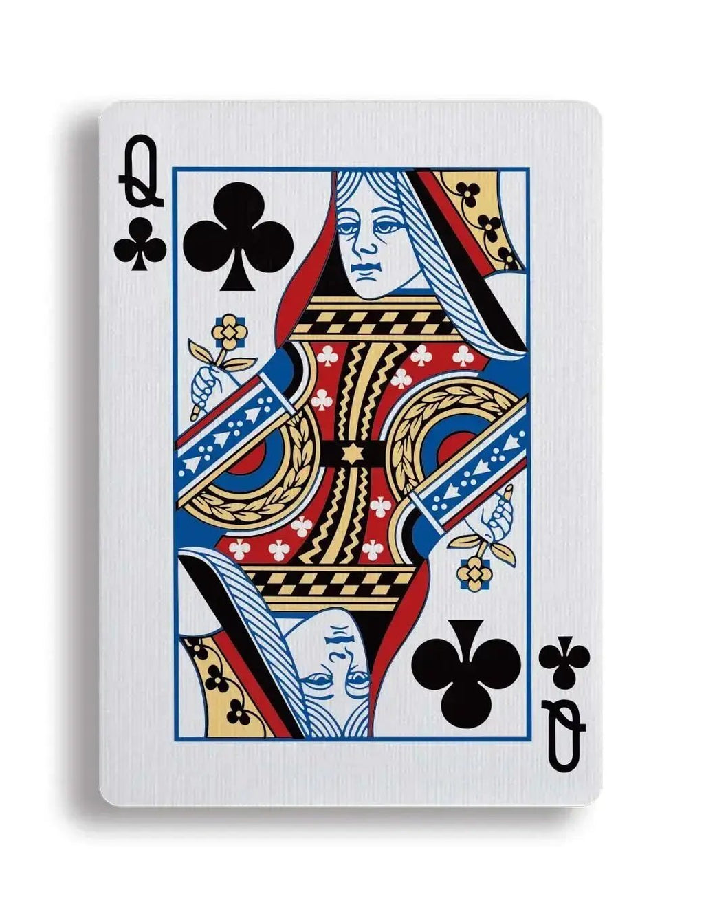 Apollo Blue playing cards featuring a stylized Queen of Spades design with vibrant colors