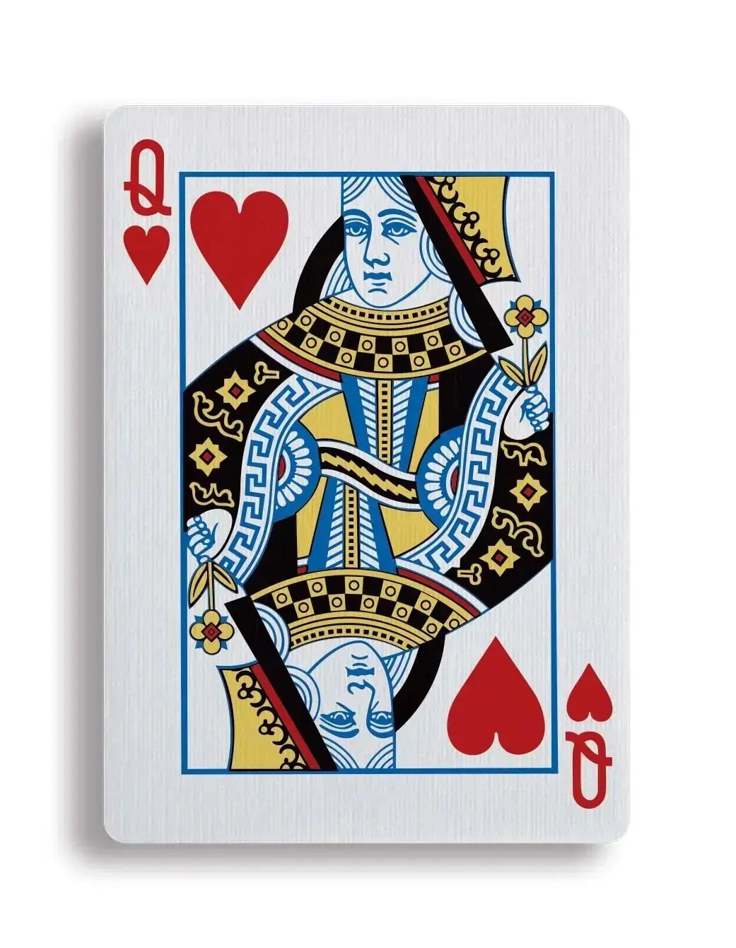 Apollo Blue playing cards featuring a detailed Queen of Hearts design in vibrant colors