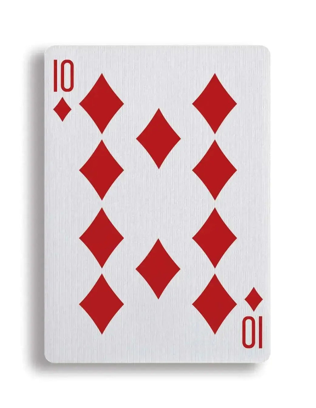 Close-up of the 10 of Diamonds card from Apollo Blue playing cards featuring a bold design