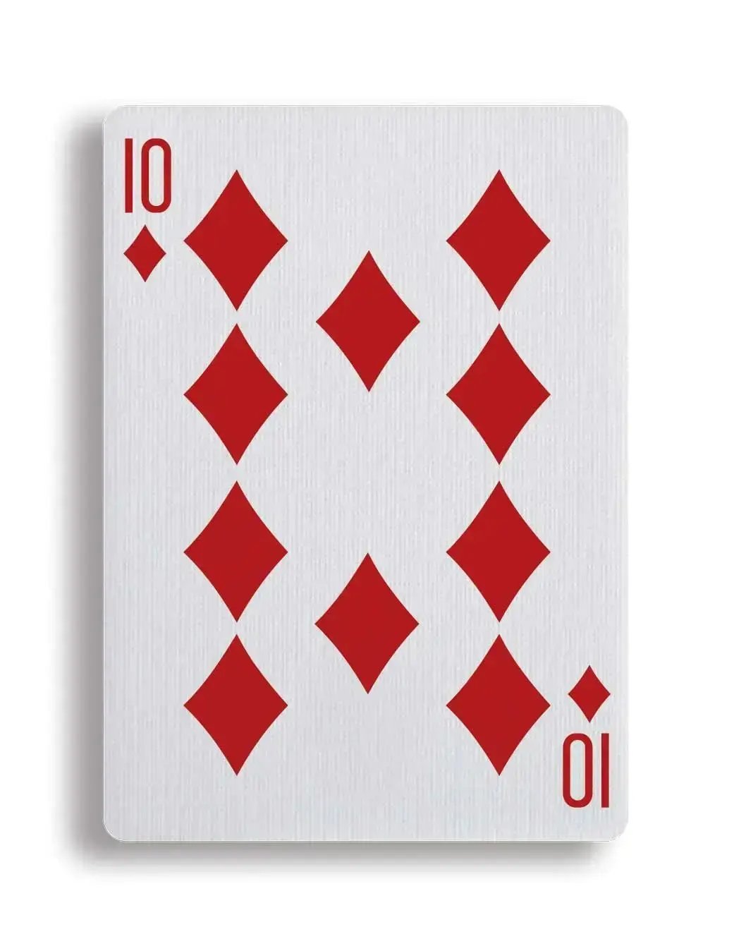 Close-up of the 10 of Diamonds card from Apollo Blue playing cards featuring a bold design