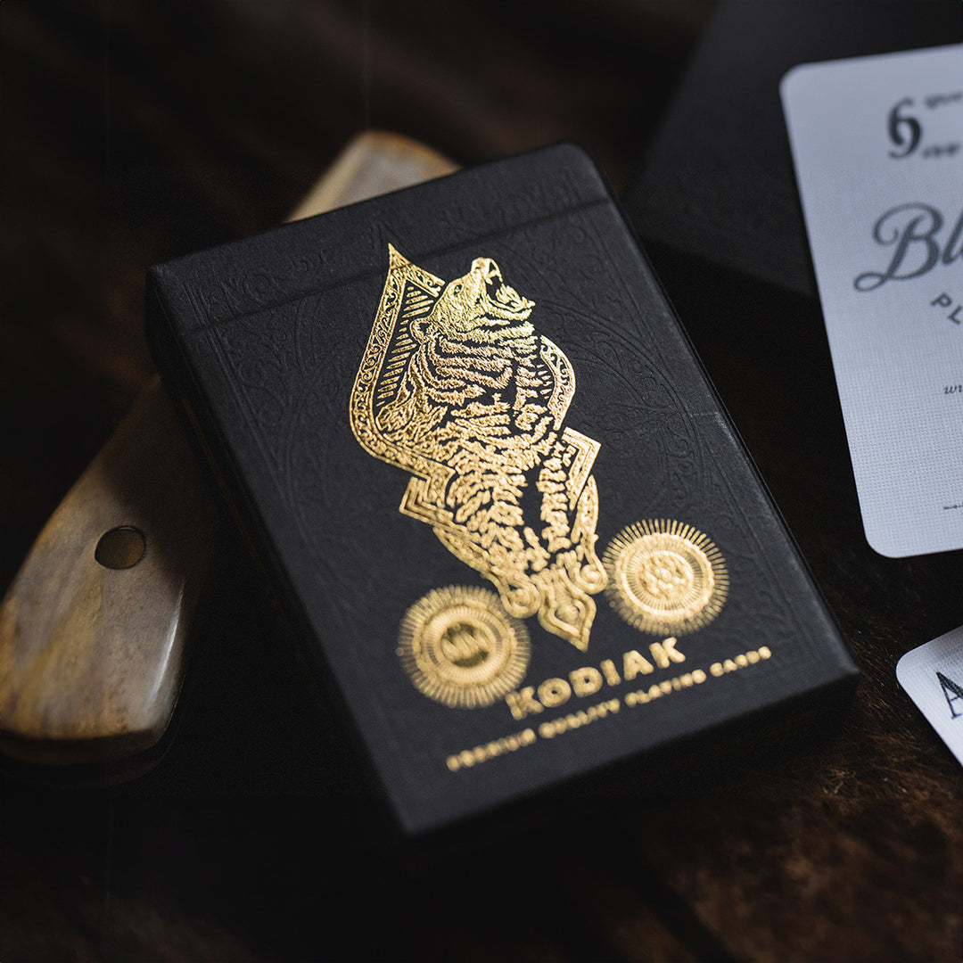 Kodiak 2020 edition playing cards in a sleek black box with gold detailing