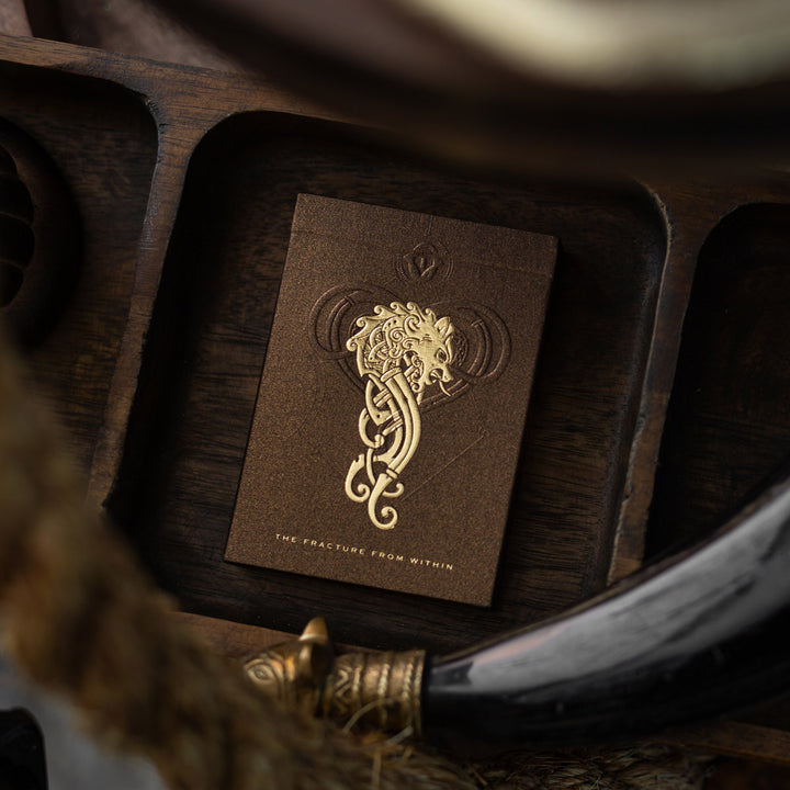Luminosity LUX Gilded Edition deck of playing cards in an elegant brown box with intricate designs