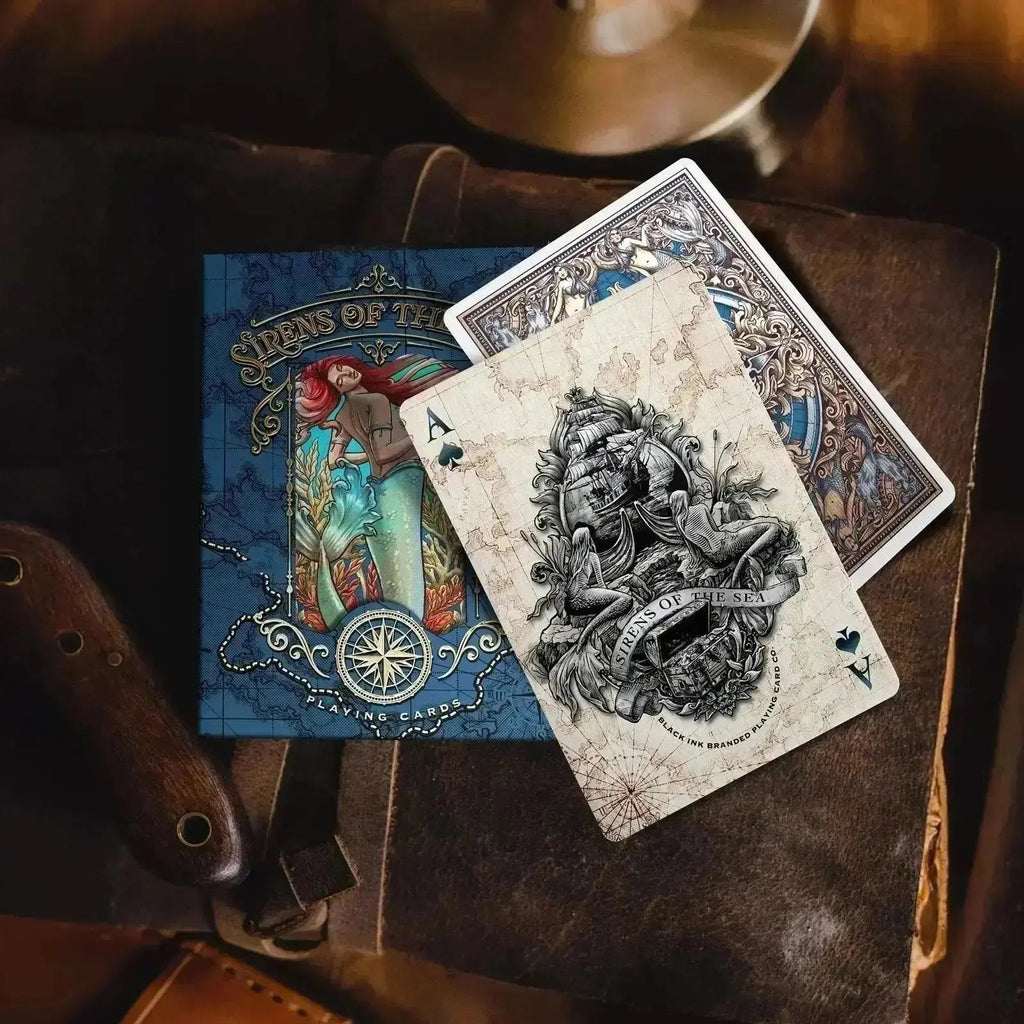 Sirens Nymphs playing cards featuring intricate designs and illustrations on classic card stock