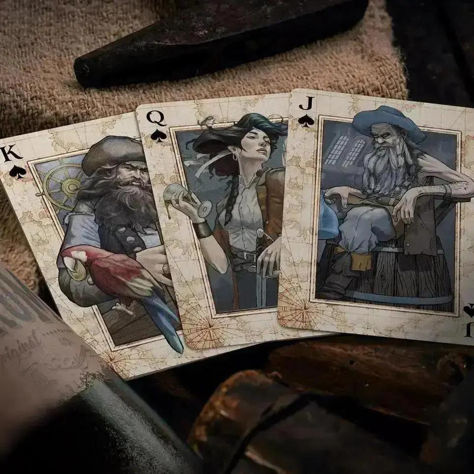 Sirens Nymphs playing cards featuring unique character illustrations of pirates and mermaids