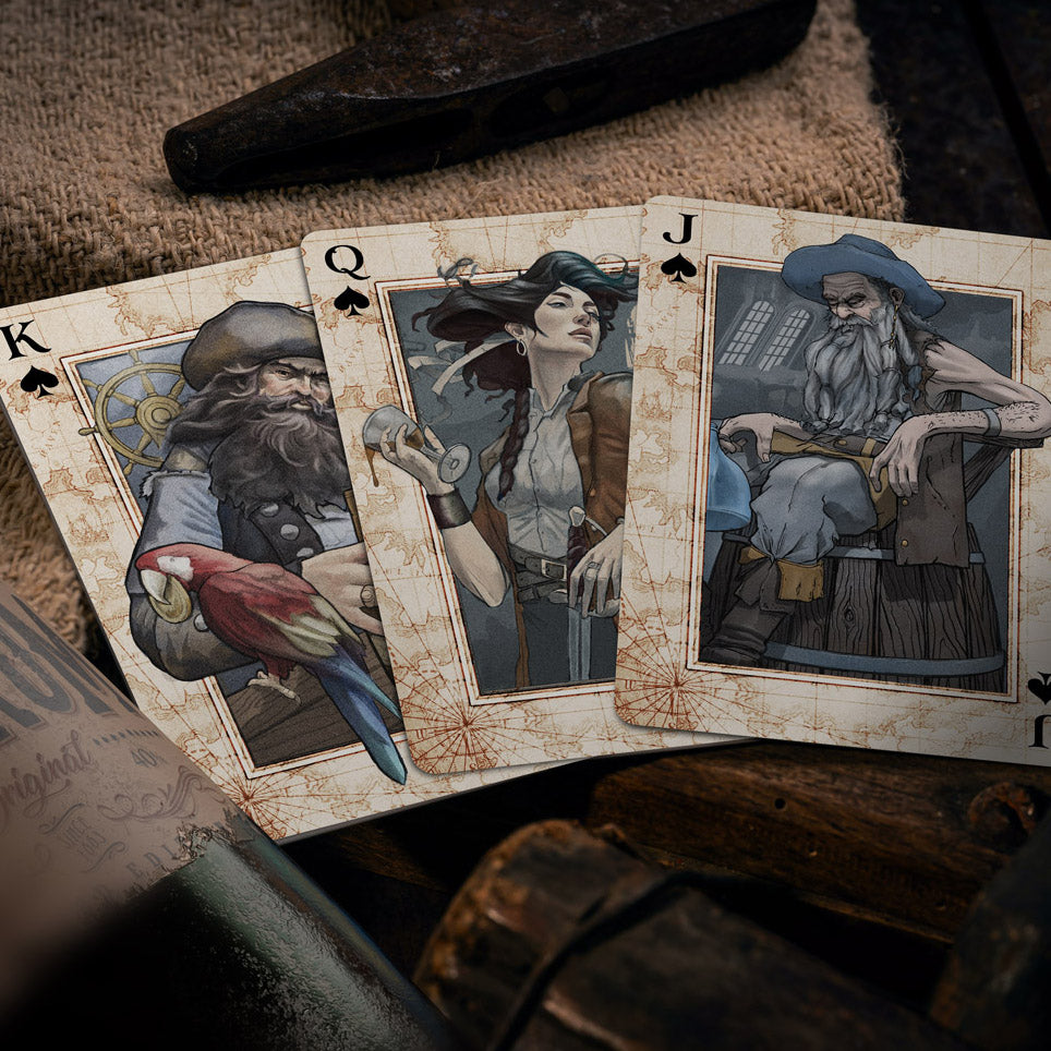 Sirens Nymphs playing cards featuring unique character illustrations of pirates and mermaids