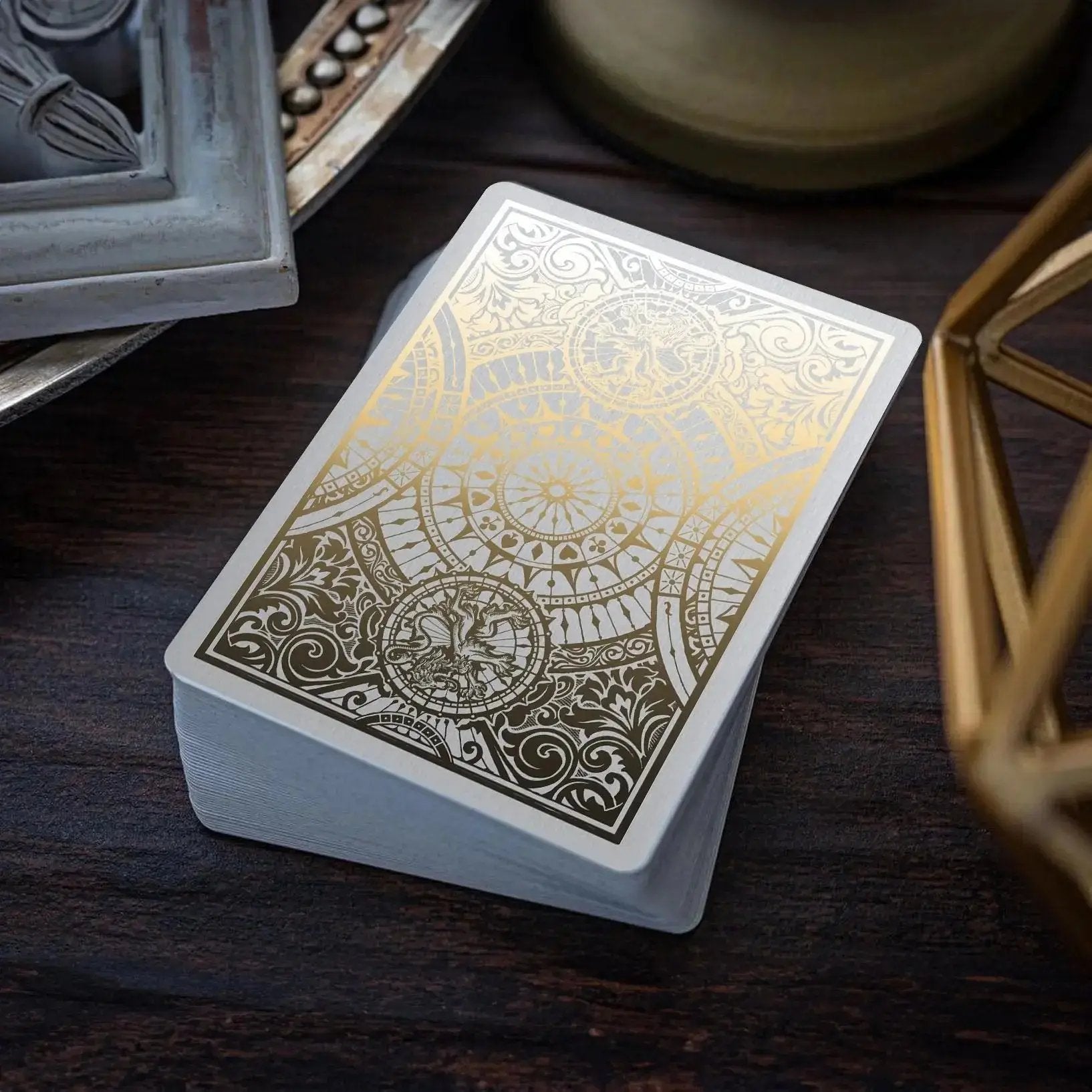 Sovereign luxury playing cards in an elegant design with intricate gold detailing