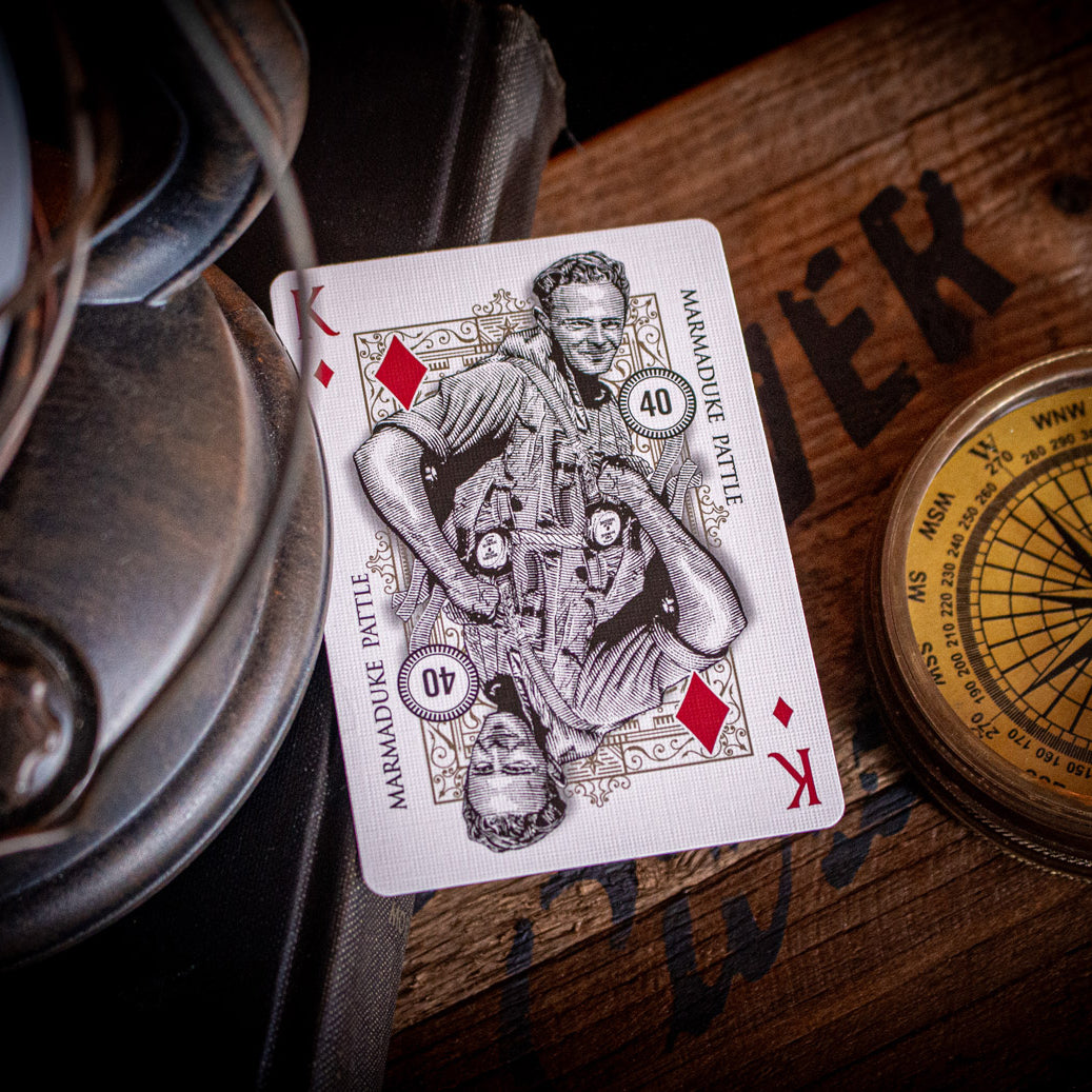 Top Aces World War II cards featuring the King of Diamonds with a vintage soldier design