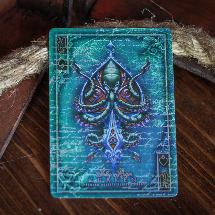 Kraken Signature playing card set featuring vibrant octopus design on a teal background