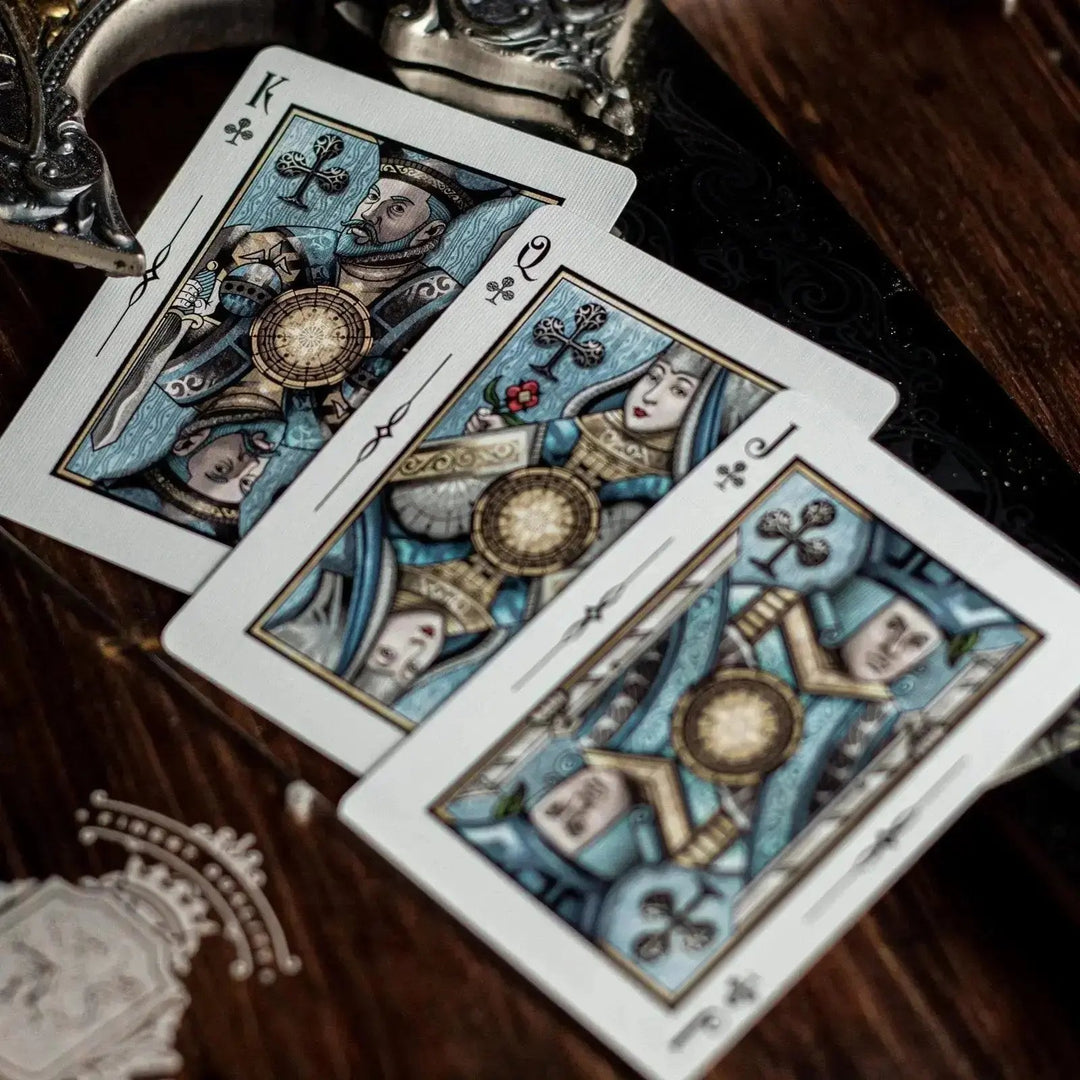 Sovereign luxury playing cards featuring intricate designs and vibrant illustrations on the face cards