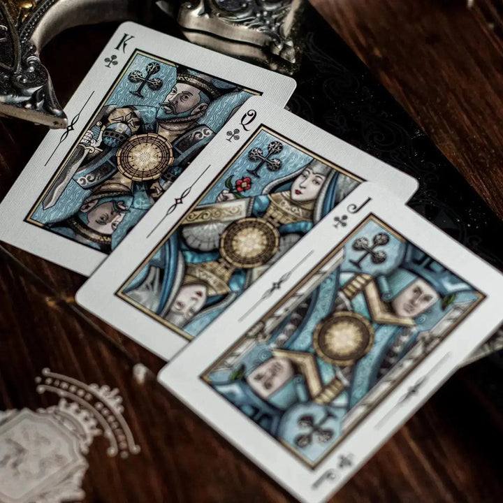 Sovereign luxury playing cards featuring intricate designs and vibrant illustrations on the face cards