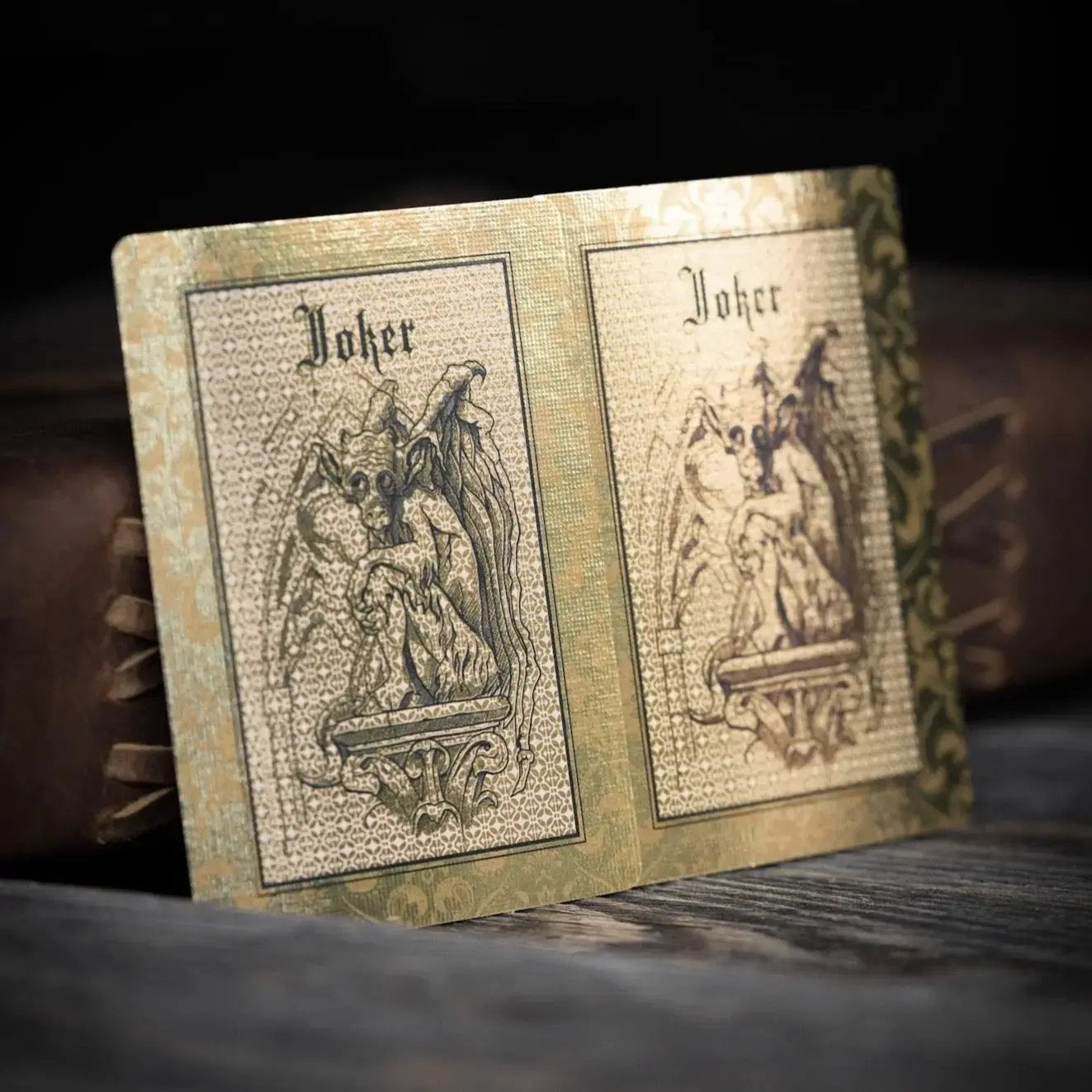 Stone Garden Second Edition playing cards showcasing ornate Joker design with vintage artwork